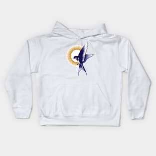 Flying Swallow Bird Colored Tattoo Kids Hoodie